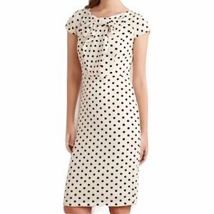 Eva Franco Cream and Black Polka Dot Midi Dress